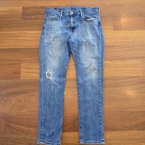 Abercrombie & Fitch Rustin Athletic Skinny Jeans Distressed Paint 36x32 (35x31)